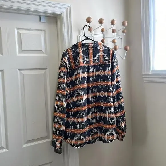 Levi's - Oversized Baggy Navajo Long Sleeve Shirt - Grey / Orange - XL - Picture 5 of 10